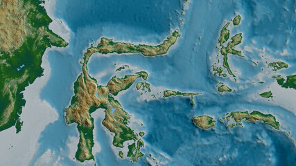 Molucca Sea tectonic plate - raster. Physical