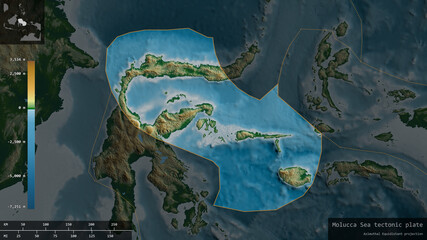 Molucca Sea tectonic plate - composition. Physical