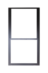 Black metal window frame isolated on white background.