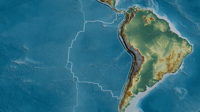 Nazca Tectonic Plate - Outlined. Relief