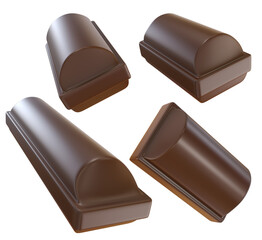 set of chocolate pieces. isolated on white background. 3d illustration