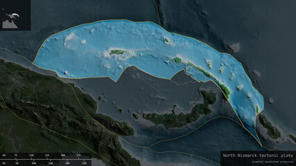 North Bismarck tectonic plate - composition. Satellite
