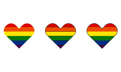 rainbow heart - symbol of pride lgbt and lgbtq, hippy, free love.  LGBT icon. Rainbow sign gay, lesbian, transgender in shape of heart - vector