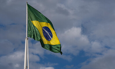 Brazil's flag. Flag of Brazil in the wind.