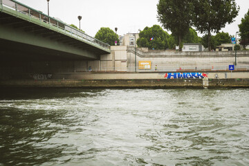 River under the bridge, city of Paris France.