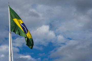 Brazil's flag. Flag of Brazil in the wind.