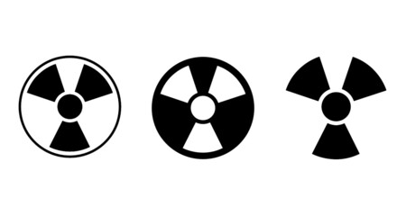 Nuclear power symbol - Caution radioactive danger sign. Radiation warning icon design template on isolated background. Radioactive contamination. Nuclear alert. Radiaction warning. Vector illustration