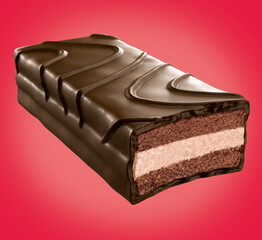 choco pie chocolate coated snacks isolated background. 3d illustration.