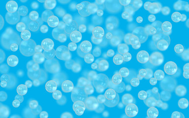 Blue soap bubbles background. 3d illustration