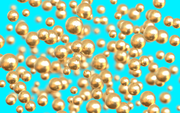 abstract gold ball blue isolated background. 3d illustration © emrealp