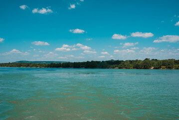 Photo of a seashore in the distance.