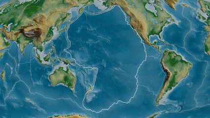Pacific tectonic plate - outlined. Physical © Yarr65