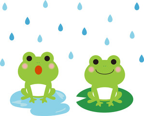カエルと雨のセットです。