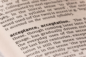 Dictionary definition of the word acceptance