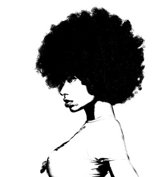 Digital Drawing of an African America Woman with a large afro