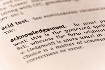 Fototapeta premium Dictionary definition of the word acknowledgement