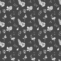 seamless floral pattern on colored background, hand drawing