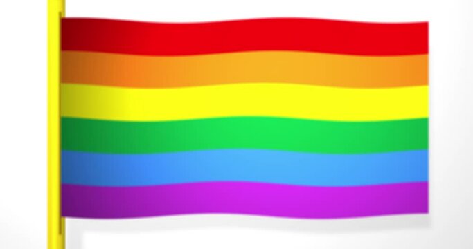 LGBT rainbow flag animation with space for text. Colorful flag, gay pride concept. White background.
