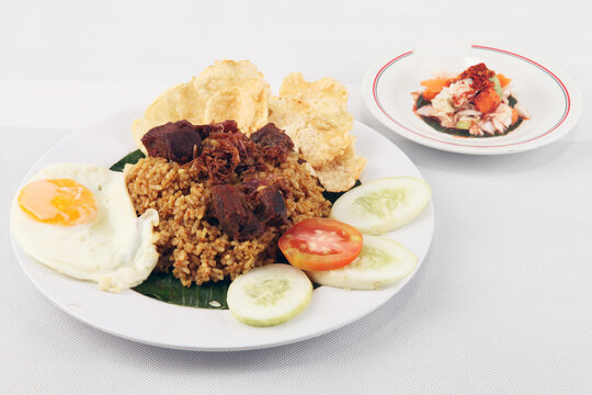 Nasi Goreng kambing or fried rice with goat is traditional food from indonesia