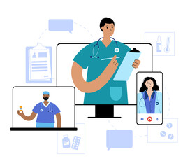 Online clinic and doctor concept