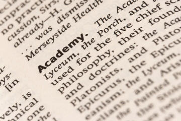 Fototapeta premium Dictionary definition of the word academy