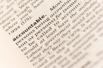 Dictionary definition of the word accountable