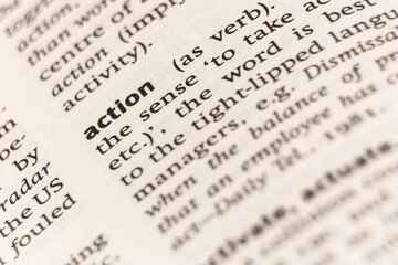 Dictionary definition of the word action