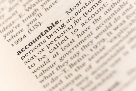 Dictionary definition of the word accountable