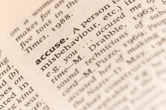 Dictionary definition of the word accuse