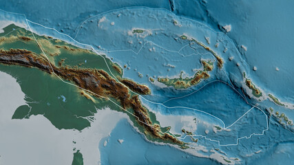 Woodlark tectonic plate - outlined. Relief