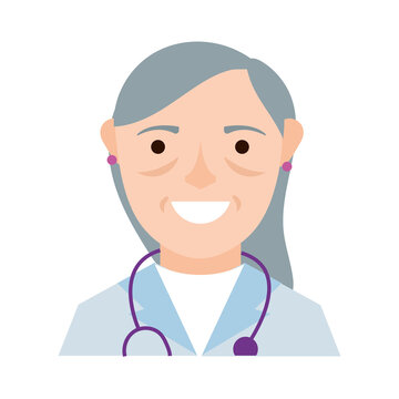 Old female doctor with uniform vector design