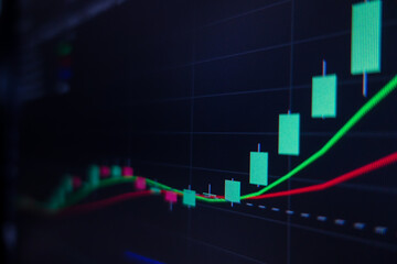 Naklejka premium Stock exchange market graph on screen monitor. Economic and financial concept.