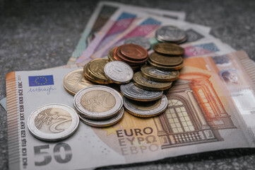 Banknotes and coins from different countries