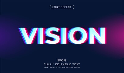 Stereoscopic vision text effect.Editable font style