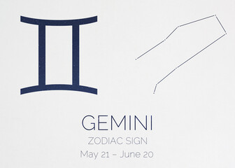 Sign Gemini astrologic infographics.