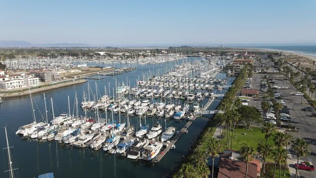 Marina Full of Boats Aerial Flyover