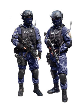 Police Special Unit Over White Background