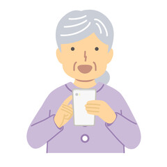 紫の服を着たシニア女性/操作