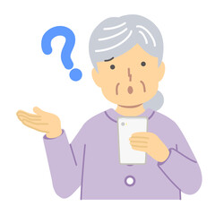 紫の服を着たシニア女性/わからない