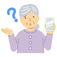 紫の服を着たシニア女性/わからない