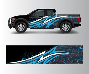 Graphic abstract stripe racing modern designs for wrap vehicle, race car, speed offroad, rally, adventure. © Saiful