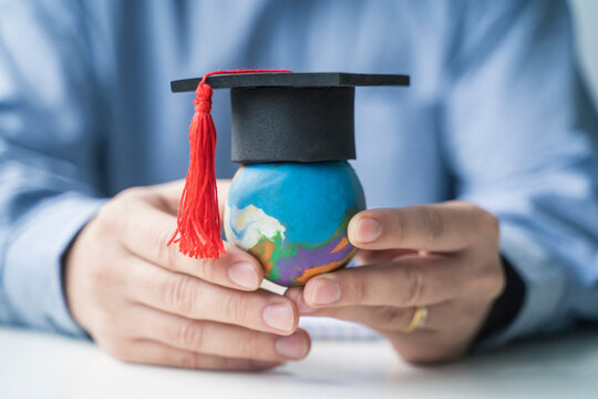 Learning And Education Teacher Holding Playdough World, Graduation Hat Creative Thinking Improving Learning Studying Skills College University School Graduation Of Employment Business Profession Jobs