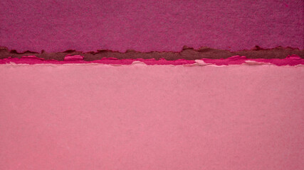 abstract landscape in pink and purple created with handmade Indian rag paper