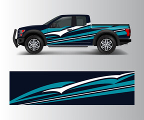 Fototapeta premium offroad vehicle wrap design vector. Pickup truck decal wrap design vector.