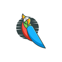 Vector illustration of colorful parrot logo template.