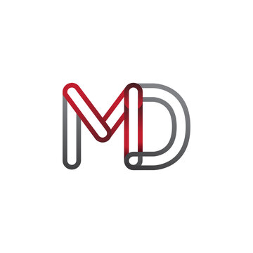 recommend clip art: initial logo letter MD, linked outline red and grey colored, rounded logotype