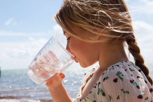 4 year old girl on vacation in the Florida Keys