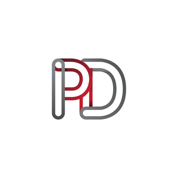 recommend clip art: initial logo letter PD, linked outline red and grey colored, rounded logotype