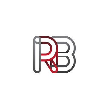 recommend clip art: initial logo letter RB, linked outline red and grey colored, rounded logotype
