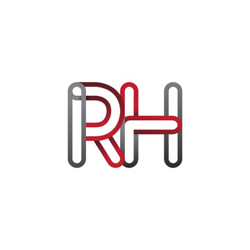 recommend clip art: initial logo letter RH, linked outline red and grey colored, rounded logotype